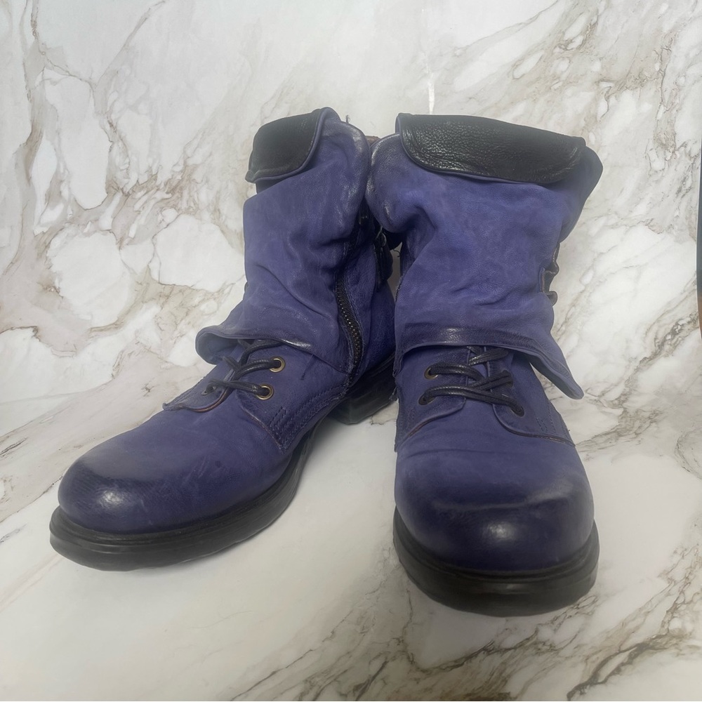 A.S.98 Simon bright royal blue moto combat boots